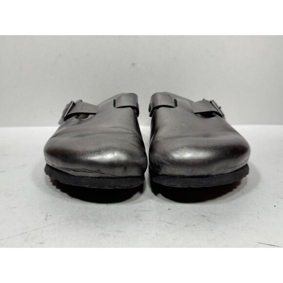 Birkenstock Boston Soft FB Metallic Silver Clogs Womens Sz 10 / 41 Slip On Shoes - Picture 3 of 10